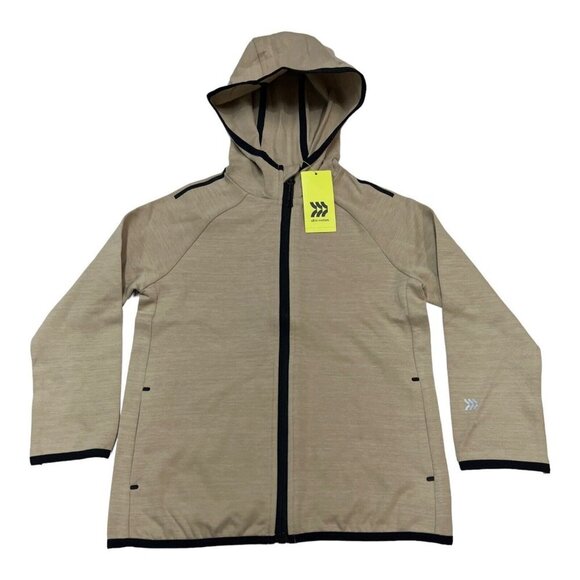All in Motion Kids S 6/7 Premium Fleece Hoodie Full Zip Tan Black Trim - Picture 1 of 4